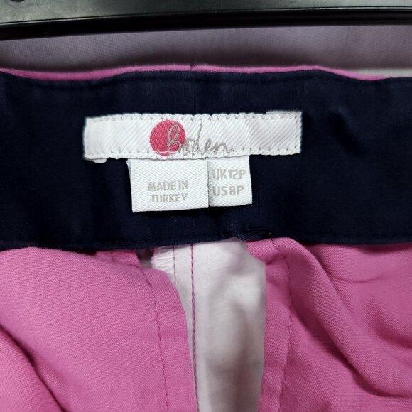 Boden Pants Womens 8P Pink Floral Ankle Preppy Casual Stretch Trousers - Picture 4 of 14